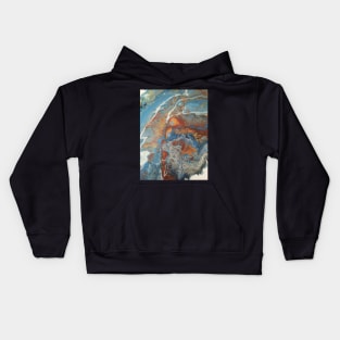 Acrylic Pour in Blue and Grey Kids Hoodie